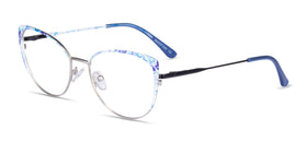 Posy--Matt Silver Blue Floral